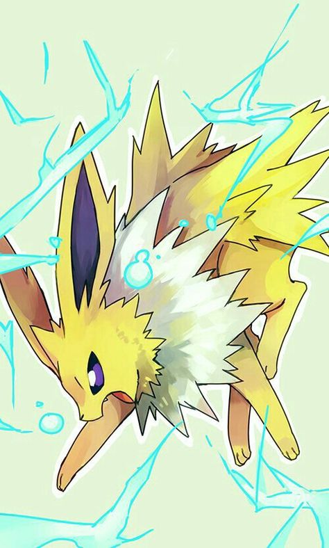 Jolteon; Pokemon Evoluzioni Eevee, All Out Anime, Pokemon Original, Pokemon Eevee Evolutions, Pokemon Official, Pokemon Eeveelutions, 8bit Art, Eevee Evolutions, Pokemon Eevee