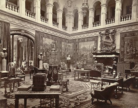 Mentmore Towers (Rothschild Mansion), Great Hall 1855. Rothschild Mansion, Mentmore Towers, Rothschild House, Victorian Castle, Wayne Manor, English Houses, Castle Mansion, Lockwood And Co, Victorian Photos