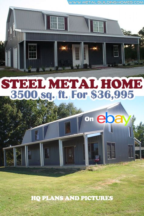 Home Building Kits, Pre Engineered Metal Buildings, Metal House Plans, Metal Building Designs, Steel Building Homes, House Kits, Metal Building Home, Steel Frame House, Pole Barn House Plans