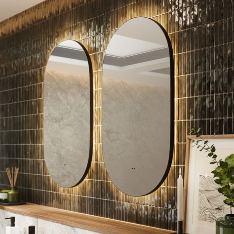 Oval Shape Mirror, Pill Mirror, Frame Bathroom Mirror, Latest Bathroom Trends, Frame Bathroom, Oval Mirror Bathroom, Shape Mirror, Bathroom Wall Hanging, Latest Bathroom