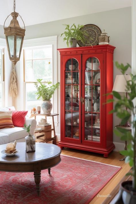 Colour Of 2023, Red Bookcase, Red Theory, Red Interior Design, Interior Design Styles Quiz, Design Style Quiz, Red Home Decor, Red Decor, Design Your Dream House