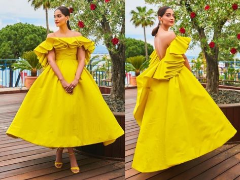 Beige Prom Dresses, Puffy Prom Dresses, Yellow Evening Dresses, Prom Dresses Off The Shoulder, Dresses Off The Shoulder, Yellow Gown, Short Prom Dresses, Yellow Short, Beautiful Dress Designs