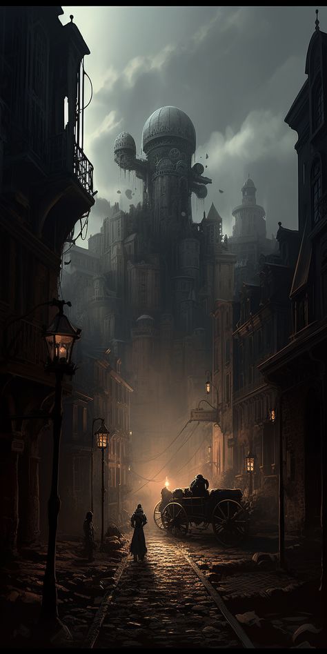 Dark Fantasy City, City Dark, Scifi Art, Dark Street, Learning To Let Go, Fantasy City, Fantasy Places, Lol League Of Legends, Digital Art Illustration