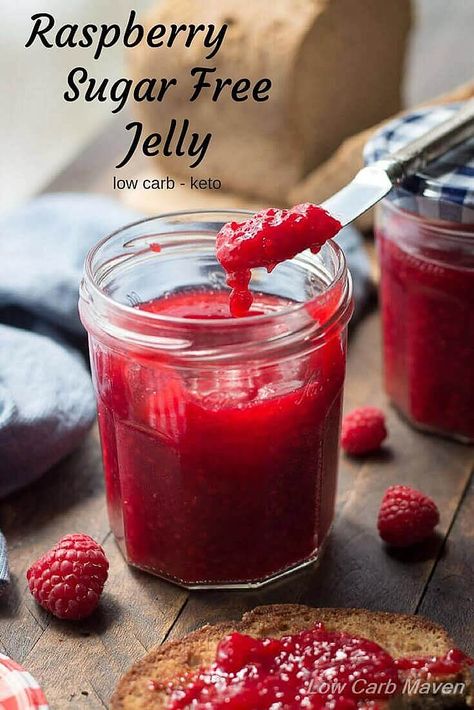 Sugar Free Jelly, Sugar Free Jam Recipes, Raspberry Jelly, Dessert Mousse, Low Carb Maven, Sugar Free Jam, Low Carb Slow Cooker, Jelly Recipe, Low Carb Muffins