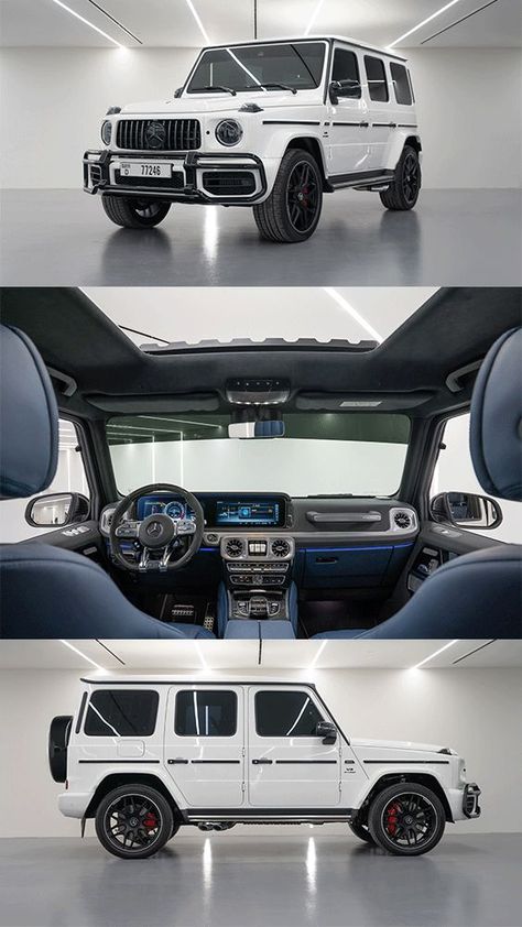 Mercedes G 63 Double Night Package White Mercedes G Wagon Interior, White G Wagon, G Wagon Interior, G Wagon Amg, Cars Old, G 63, Cars Accessories, Mercedes Suv, Sport Suv