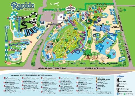 Park Map | Plan Your Trip | Rapids Water Park | Riviera Beach, FL Rapids Water Park, Riviera Beach Florida, Pool Design Modern, Riviera Beach, Wave Pool, Pedestrian Bridge, Splish Splash, Picnic In The Park, Waterpark