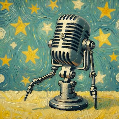 Impressionist Style Vintage Microphone Robot by Star-Fragment | Redbubble Futuristic Microphone, Star Fragment, Vintage Microphone, Retro Futuristic, Top Artists, Science Poster, Style Vintage, Stranger Things Fanart, Sell Your Art