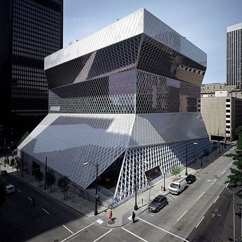 Seattle Public Library Rem Koolhaas Architecture, Seattle Library, Seattle Central Library, Lebbeus Woods, Vertical City, Richard Meier, Steven Holl, Rem Koolhaas, John Pawson