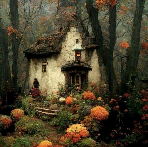 Cottage Autumn, Witches Cottage, Garden Forest, Autumn Witch, Forest Cottage, Cottage Witch, Witch Cottage, Cottage Aesthetic, Art Tool