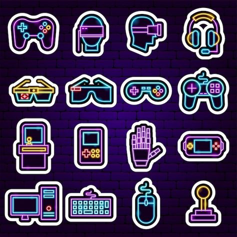 Neon Stickers, Gaming Stickers, Logo Board, Shadow Logo, Game Stick, Stairs Ideas, Twitch Panels, Game Themes, 80s Cartoons