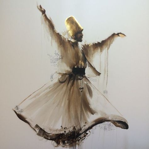 The Dawn Within – ‘The Whirling World’ - A text by Ergin Ergül - (with a painting from Iranien artist Hossein Irandoust) Persian Calligraphy Art, Whirling Dervish, Persian Art Painting, Dance Paintings, Soyut Sanat Tabloları, Iranian Art, Islamic Paintings, Arabic Art, Turkish Art