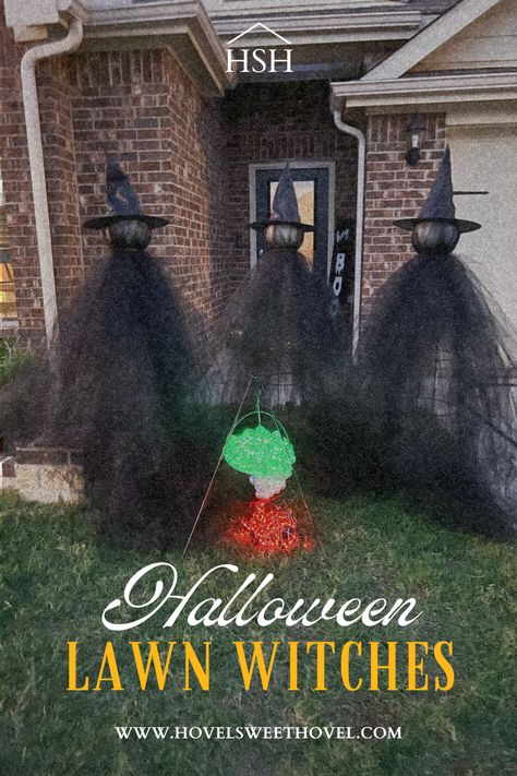 diy halloween, halloween lawn decor, halloween yard decor, diy lawn witches, halloween witches, halloween decor Diy Witch Lawn Decor, Diy Life Size Witch, Diy Witches Outdoor Decor, Lawn Witches Diy, Halloween Yard Witches Diy, Diy Yard Witches, Witch Yard Decorations, Diy Witch Decorations Outdoor, Front Yard Halloween Ideas Diy