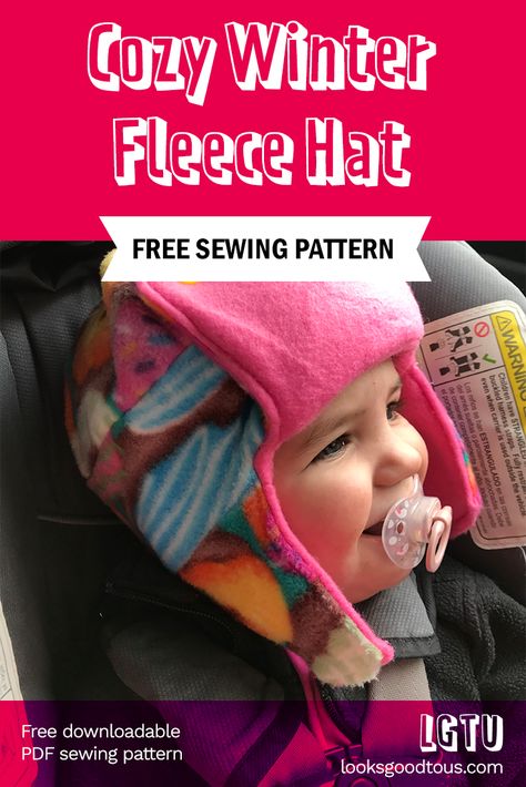 I couldn't find a winter hat I liked for Saira so I designed my own and created a free printable PDF so you can make your own too! Winter Hat Sewing Pattern, Fleece Hat Pattern, Fleece Projects, Sewing With Nancy, Sewing Hats, Fleece Hats, Baby Winter Hats, Hat Patterns Free, Fleece Patterns