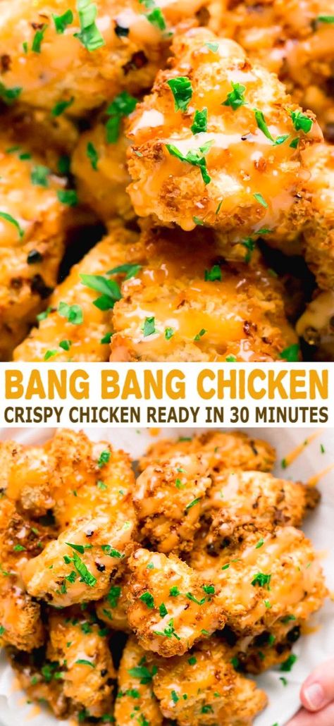 Chicken Recipe In Air Fryer, Bang Bang Chicken Recipe, Air Fried Chicken Nuggets, Fried Chicken Nuggets, Baked Chicken Wings Oven, Bang Bang Chicken, Quick Chicken Recipes, Air Fried Chicken, Air Fryer Recipes Chicken