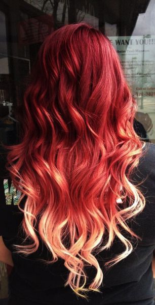 Red Hair With White Tips, Red Hair With Blonde Ends, Red To Blonde Ombre Hair, Fire Ombre Hair, Party Tips And Tricks, White Ombre Hair, Peach Hair Colors, Change Hair Color, Hosting A Party