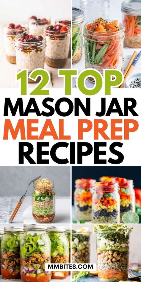 12 Mason Jar Meal Prep Recipes Berry Parfait Dessert, Jar Meal Prep, Colorful Meals, Mason Jar Recipes, Mason Jar Meal Prep, Berry Parfait, Jar Recipes, Berry Breakfast, Veggie Snacks