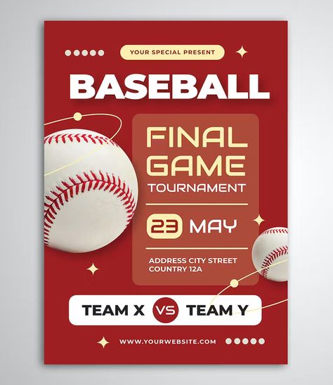 Baseball Flyer Template PSD Baseball Banner, Baseball Ball, Baseball Balls, Sports Flyer, Flyer Design Templates, Print Templates, Flyer Template, Flyer Design, Design Template