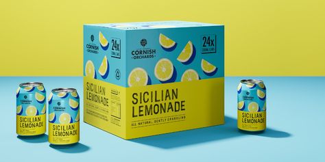 Cornish Orchards on Packaging of the World - Creative Package Design Gallery Lemon Packaging Design, Gummy Packaging Design, Yellow Packaging Design, Lemon Packaging, Fun Packaging Design, Carton Design, Collagen Drink, Fruit Packaging, Drinks Packaging Design