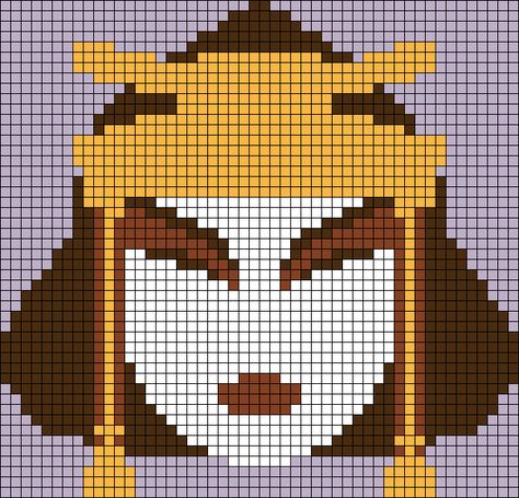 Inuyasha Alpha Pattern, Avatar Pixel Art The Last Airbender, Atla Alpha Pattern, Avatar The Last Airbender Alpha Pattern, Avatar Alpha Pattern, Avatar Cross Stitch, Suki Avatar, Avatar Last Airbender, Graph Crochet