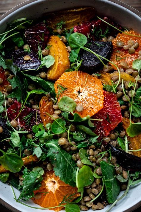 Roasted Beet, Citrus and Lentil Salad | Crowded Kitchen Cooking Green Lentils, Crowded Kitchen, Roasted Beet Salad, Burrata Salad, Protein Salad, Seasonal Salad, Citrus Salad, Red Lentil Soup, Beet Greens