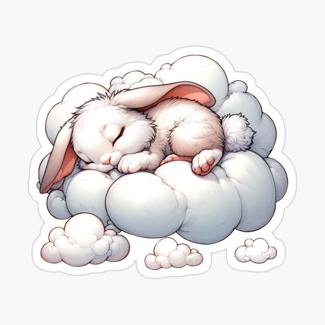 Get my art printed on awesome products. Support me at Redbubble #RBandME: https://www.redbubble.com/i/sticker/Cute-baby-sleeping-bunny-by-mybunnyparadise/159337862.EJUG5?asc=u Space Emojis, Sleeping Drawing, Sleeping Bunny, Christmas Drawing, Baby Bunnies, Baby Sleep, Cute Art, My Art, Awesome Products