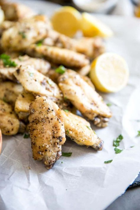 Lemon Pepper Chicken Wings have just the right amount of flavoring and they are baked until perfectly crisp! Lemon Pepper Dry Rub, Wing Seasoning, Dry Rub Chicken, Gameday Appetizers, Grilled Chicken Wings Recipe, Ribs Easy, Crisp Chicken, Dry Rub Chicken Wings, Baked Lemon Pepper Chicken