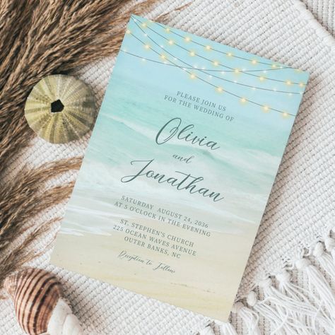 Ocean Wedding Theme, Wedding Day Invitations, Digital Invitations Design, Beach Invitations, Beach Wedding Invitation, Beach Theme Wedding Invitations, Diy Photo Book, Script Wedding Invitations, Digital Invitations Wedding