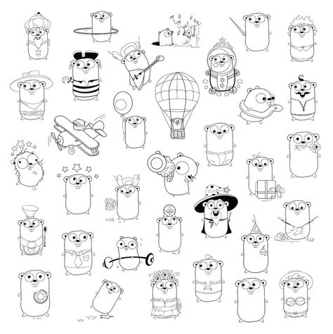 preview some of these images Gopher Illustration, Golang Gopher, Desktop Environment, Character Design, Pattern, Quick Saves, Design