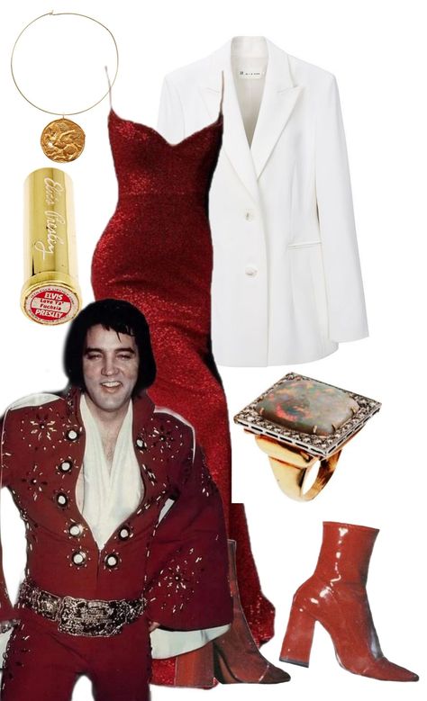 Elvis Presley Outfit Ideas, Elvis Inspired Outfit Women, Elvis Presley Outfits, Valentine’s Outfit, Elvis Inspired Outfit, Elvis Outfits, Elvis Fashion, Elvis Dress, 70s Fashion Women