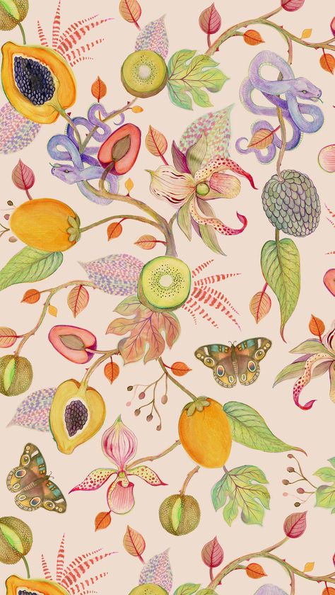 Motifs Textiles, Fruit Wallpaper, Design Textile, Exotic Fruit, Of Wallpaper, Aesthetic Iphone Wallpaper, Surface Pattern Design, Surface Pattern, Pretty Wallpapers