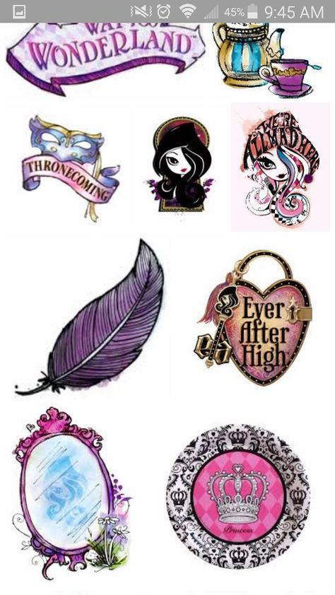 Ever after high logos and symbols Ever After High Tattoo Ideas, Ever After High Tattoo, Ever After High Logo, Ever After High Template, Ever After High Symbol, Monster High Symbol, Monster High Logo Aesthetic, Ever After High Characters Cards, Rosanna Pansino Nerdy Nummies