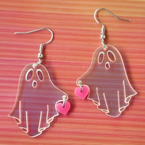 Faster shipping. Better service Laser Cut Earrings Acrylics, Ghost Heart, Laser Engraved Earrings, Shrinky Dink Earrings, Dark Ghost, Rave Accessories, Shrinky Dink, Laser Cut Earrings, Halloween Earrings