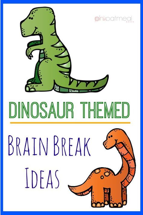 Dinosaur Themed Brain Break Ideas.  I love how the gross motor ideas are dinosaur themed!  Perfect for toddlers, preschool and up!  - Pink Oatmeal Dinosaur Gross Motor, Dinosaurs Activities, Brain Break Ideas, Preschool Dinosaurs, Dinosaur Preschool, Dinosaur Lesson, Dinosaur Classroom, Pink Oatmeal, Dinosaur Theme Preschool