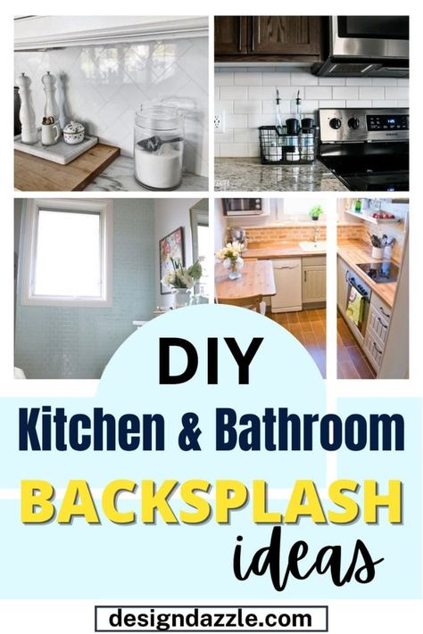 Easy Back Splashback Kitchen Ideas, Diy Bathroom Backsplash Ideas, How To Tile Backsplash, Back Splashes Ideas For Kitchen Diy, Backsplash In Bathroom, Wallpaper Backsplash Kitchen, Painting Tile Backsplash, Painted Brick Backsplash, Bathroom Backsplash Ideas