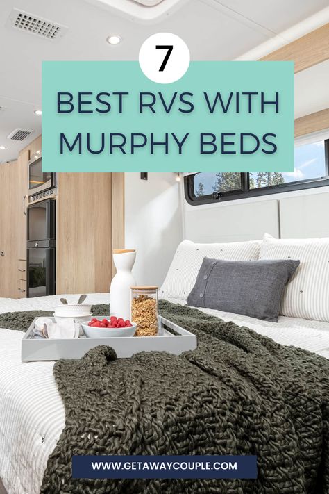 In search of a way to maximize the space in your RV? An RV Murphy bed may be the answer! Let's look at these 7 RVs with Murphy beds. 7 Best RVs With Murphy Beds Rv Murphy Bed Ideas, Rv Murphy Bed, Murphey Bed, Fulltime Rv Living, Rv Interior Design, Two Couches, Rv Floor Plans, Class A Motorhome, Camper Accessories