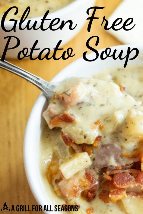 Soups With Red Potatoes, Gluten Free Cheesy Potato Soup, Gluten Free Potato Bacon Soup, Gluten Free Loaded Baked Potato Soup, Gf Potato Soup, Gluten Free Potato Soup Crockpot, Keto Potato Soup, Potato Soup Gluten Free, Gluten Free Potato Soup