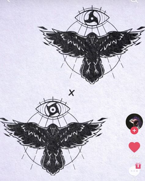 Shisui Uchiha And Itachi, Anbu Tattoo, Pokemon Tattoos, Crows Drawing, Pokemon World, Crow Tattoo Design, Shisui Uchiha, Tattoo Catalog, Hawk Tattoo