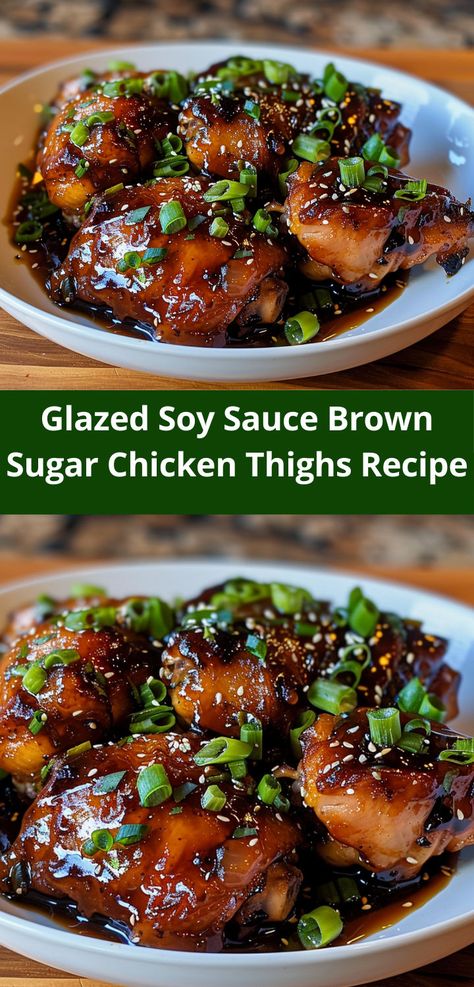 Looking for chicken recipes healthy? This Glazed Soy Sauce Brown Sugar Chicken Thighs recipe is perfect for dinner recipes. Enjoy chicken meals that are ideal for dinner ideas family and dinner ideas recipes. Brown Sugar Chicken Thighs, Chicken Thighs Dinner, Brown Sugar Chicken, Soy Sauce Chicken, Easy Chicken Recipe, Chicken Thighs Recipe, Thighs Recipe, Glazed Chicken, Yummy Chicken Recipes