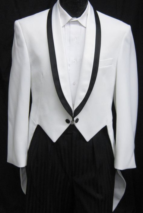 White tailcoat White Tailcoat, Ivory Tuxedo, Tuxedo With Tails, Suits Groom, Suit Pin, Wedding Suits Groom, Commitment Ceremony, Peak Lapel, Tuxedo Jacket