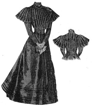 1506.GIF (300×349) Victorian Bustle Skirt, Victorian Walking Dress, 1888 Dress, Suit Side View, 1890s Aesthetic, 1890 Dresses, 1888 Fashion, Victorian Evening Dress, 1890 Dress