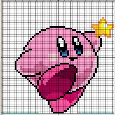 Kirby Grid Pattern, Kirby Pixel Art 32x32, Kirby Cross Stitch Pattern, Vocaloid Pixel Art Grid, Kirby Pixel Art Grid, Perler Kirby, Kirby Perler Bead Patterns, Pixel Kirby, Pixel Art Kirby