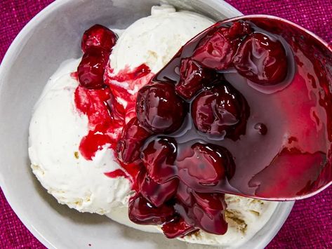 Cherries Jubilee Recipe Cherries Jubilee Recipe, Cherry Jubilee, Cherry Syrup, Cherries Jubilee, Cooking Club, Cherry Juice, Ice Cream Desserts, Sweet Cherries, European Food