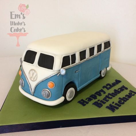 VW camper van cake Vw Bus Cake Ideas, Vw Van Cake, Vw Cakes For Men, Volkswagen Cake, Vw Cake, Camper Van Cake, Cake Car, Bus Cake, Happy 22nd Birthday