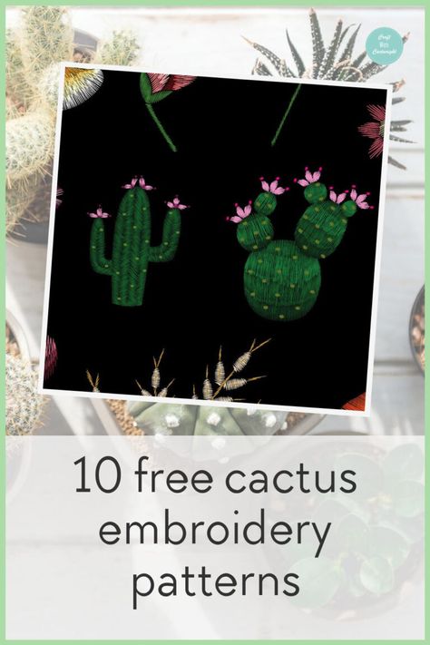 Embroidery Designs Cactus, Cactus Embroidery Pattern Free, Succulent Embroidery Pattern Free, Cactus Embroidery Designs, Printable Embroidery Patterns Free, Cactus Embroidery Pattern, Embroider Clothes, Embroidery Cactus, Back Stitch Embroidery