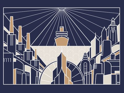 Art Deco line art for Limbo the Passing by Gerard Pàmies | Chill.Studio on Dribbble Art Deco Geometric Design, Art Deco Christmas Design, Art Deco Infographic, Art Deco Painting Artworks, Art Deco Stage, Art Deco Line Art, Art Deco Poster Design, French Packaging, Art Deco Graphic Design