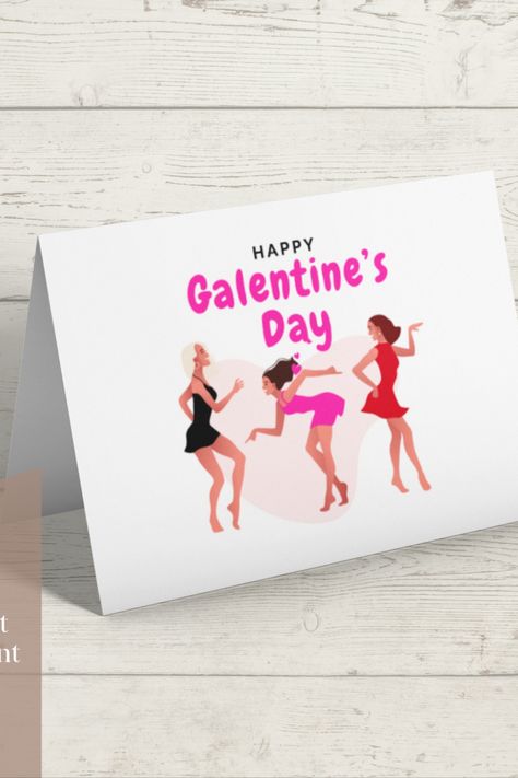 printable card with the text happy galentines day with 3 sexy girls dancing in colors red, pink and black Happy Galentines Friendship, Happy Galentine’s Day, Girlfriends Show, Card For Best Friend, Power Of Friendship, Happy Galentines Day, Galentines Party, Printable Greeting Cards, Friendship Cards