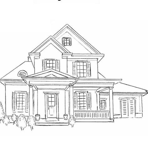 Simple House Sketch Drawing, House Drawing Sketches Easy, Simple House Sketch, House Drawing Sketches, Drawing Sketches Easy, Simple House Drawing, Different Types Of Houses, Drawing Ideas List, House Sketch