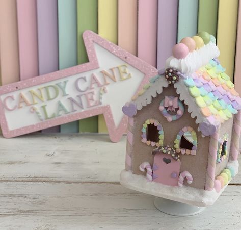 Rainbow Baubles, Candy Cane Lane Sign, Christmas Rainbow, Candy Cane Lane, Christmas Plaques, Rainbow Christmas, Gingerbread Village, Pastel Christmas, Rainbows Christmas