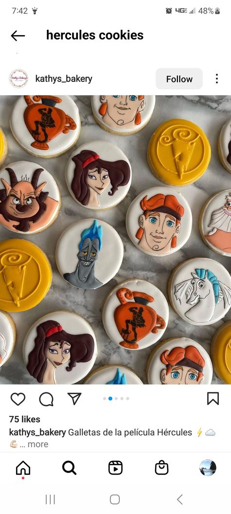 Hercules Cupcakes, Hercules Cookies, Hercules Birthday Party, Hercules Disney, Dance Party Birthday, Disney Hercules, Birthday Party Desserts, Party Garland, Sugar Cookie Designs