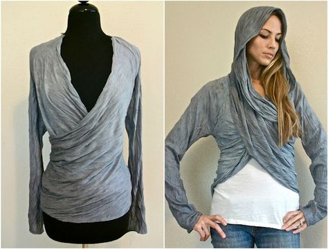 Convertible cardigan Ballet Inspired Fashion, Trash To Couture, Maternity Cardigan, Tshirt Crafts, Diy Style, Handmade Clothes, Upcycle Clothes, Sewing Clothes, Sewing Inspiration